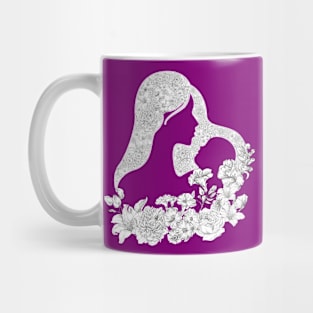 Sweet mother and child with white flowers Mug